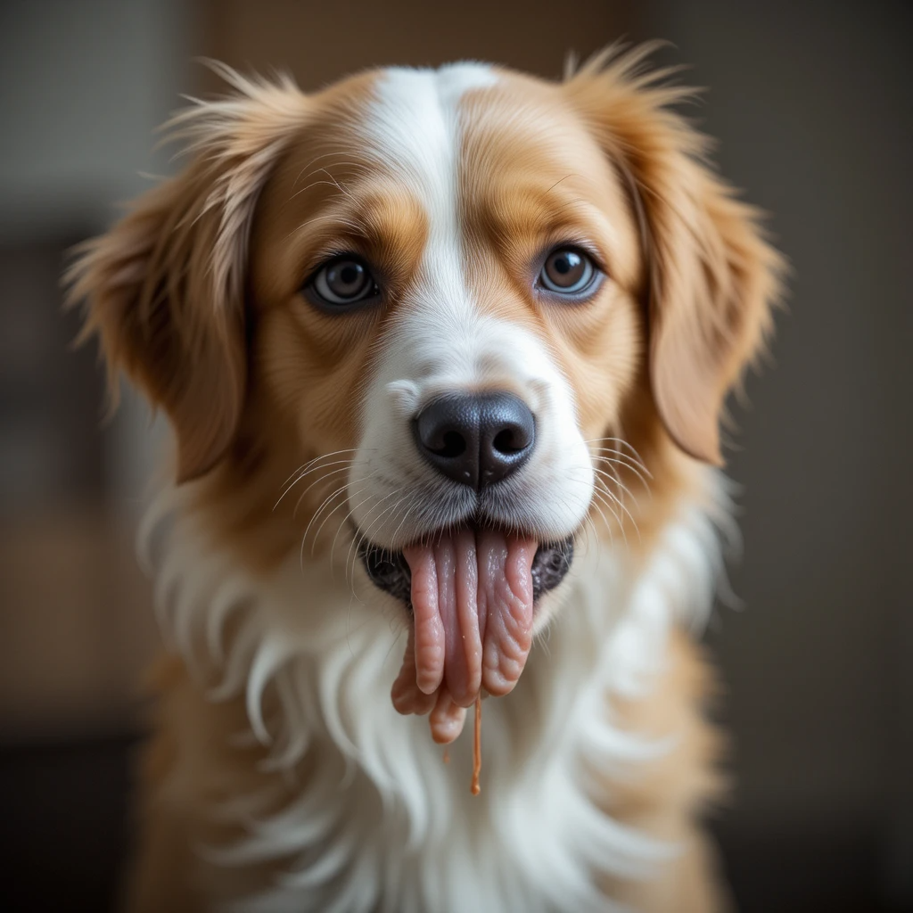 Dog suffering from intestinal worms