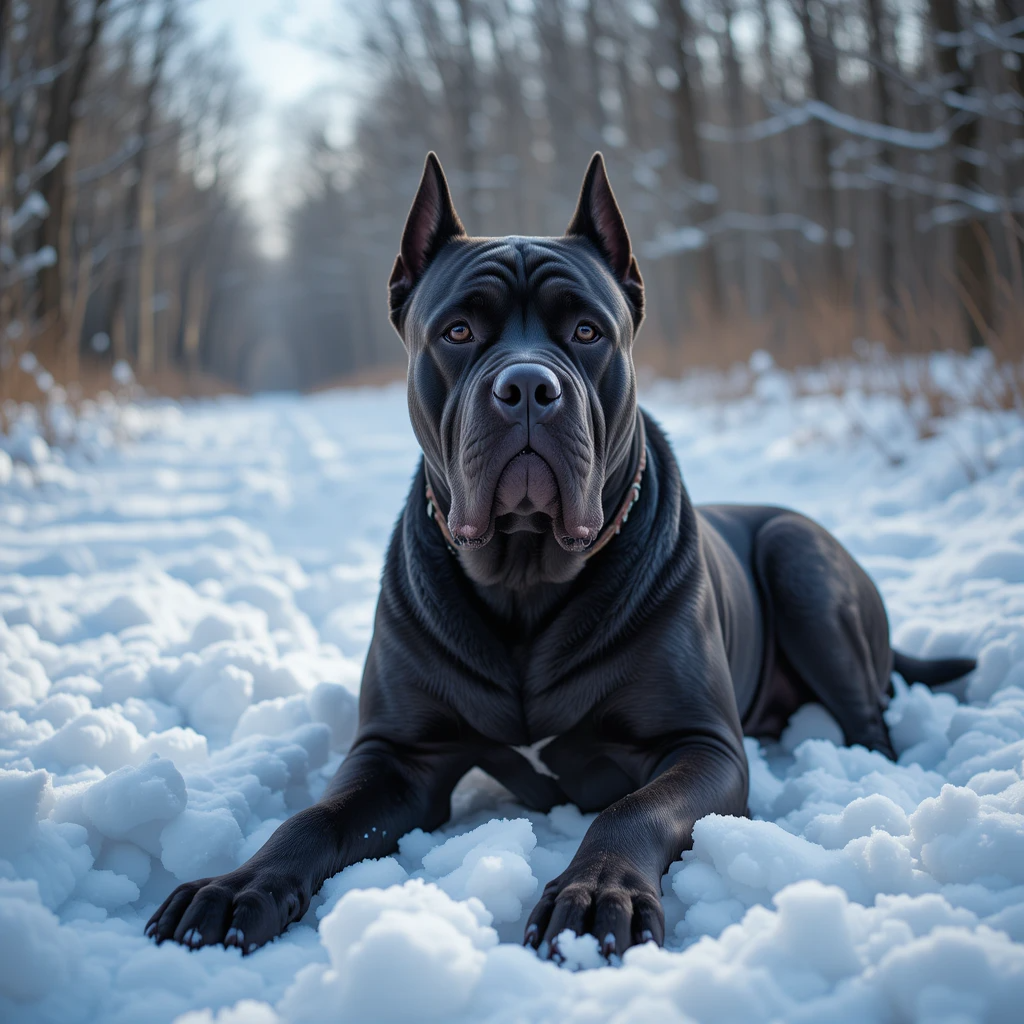 Winter with Cane Corso