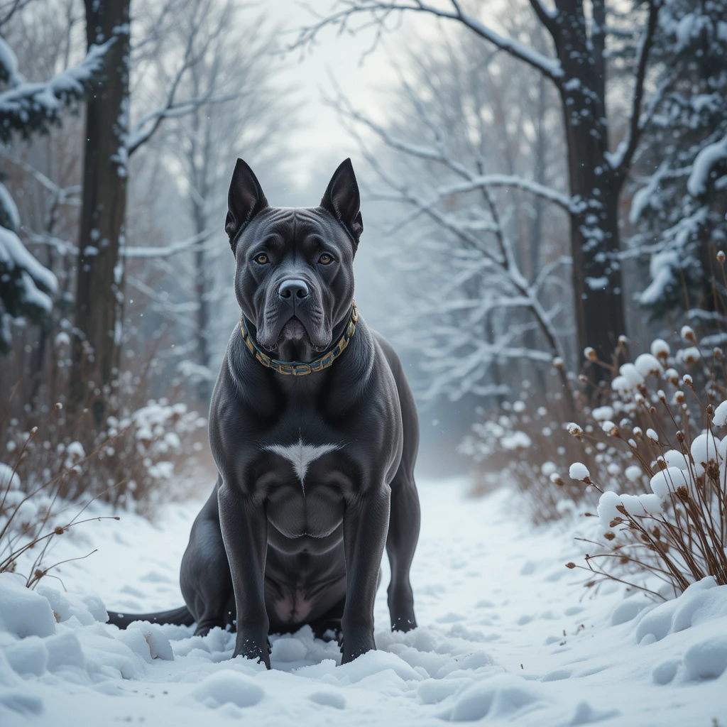 Winter with Cane Corso