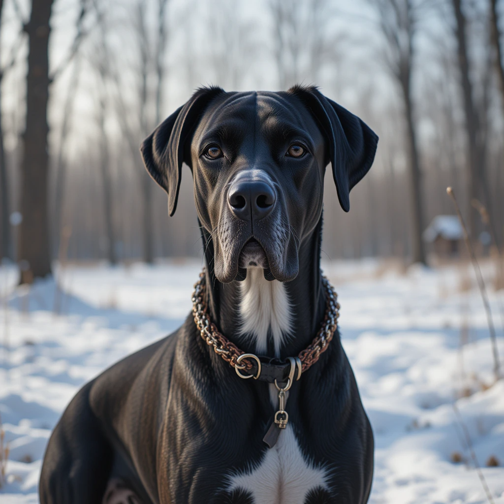 Winter with Great Dane
