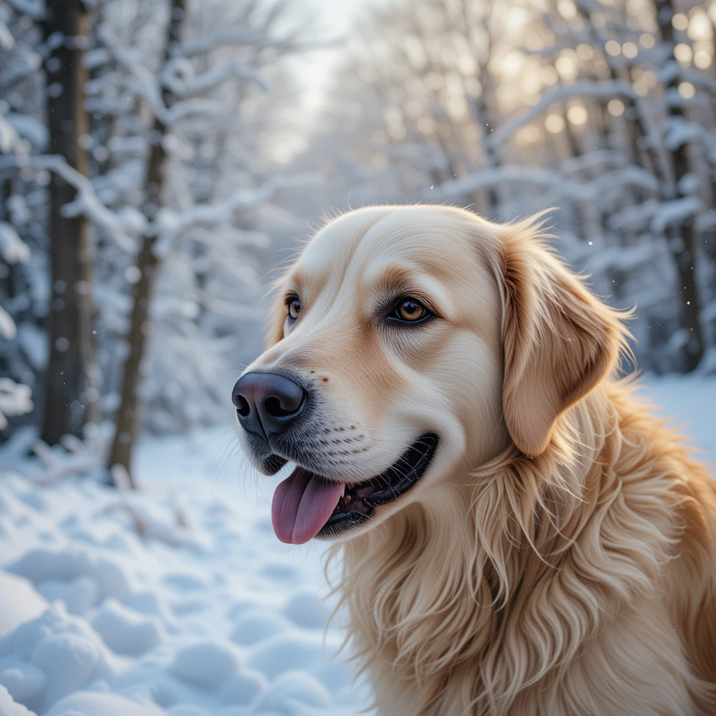 Winters with Golden Retriever