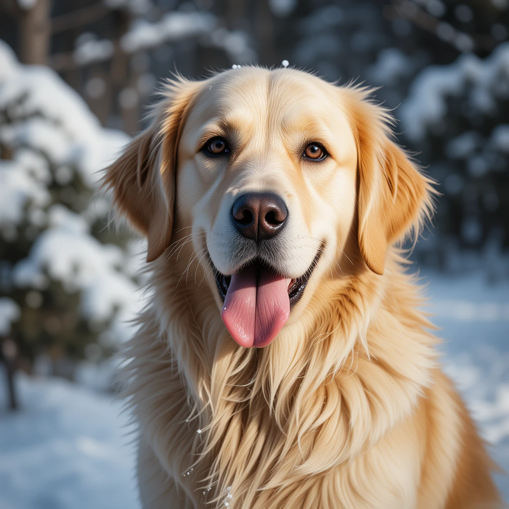 Winters with Golden Retriever