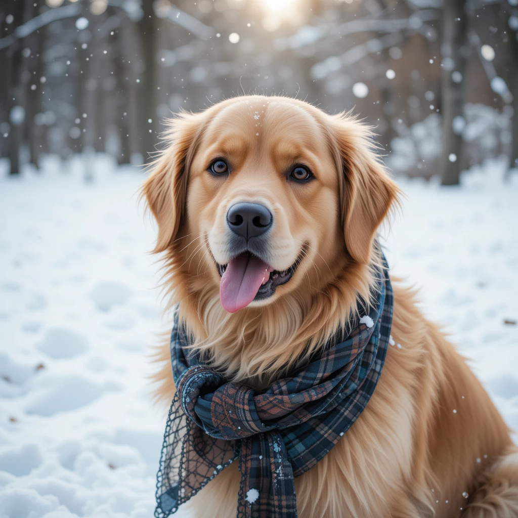 Winters with Golden Retriever