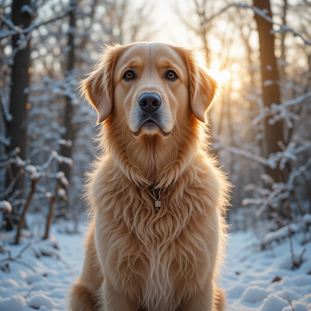 Winters with Golden Retriever