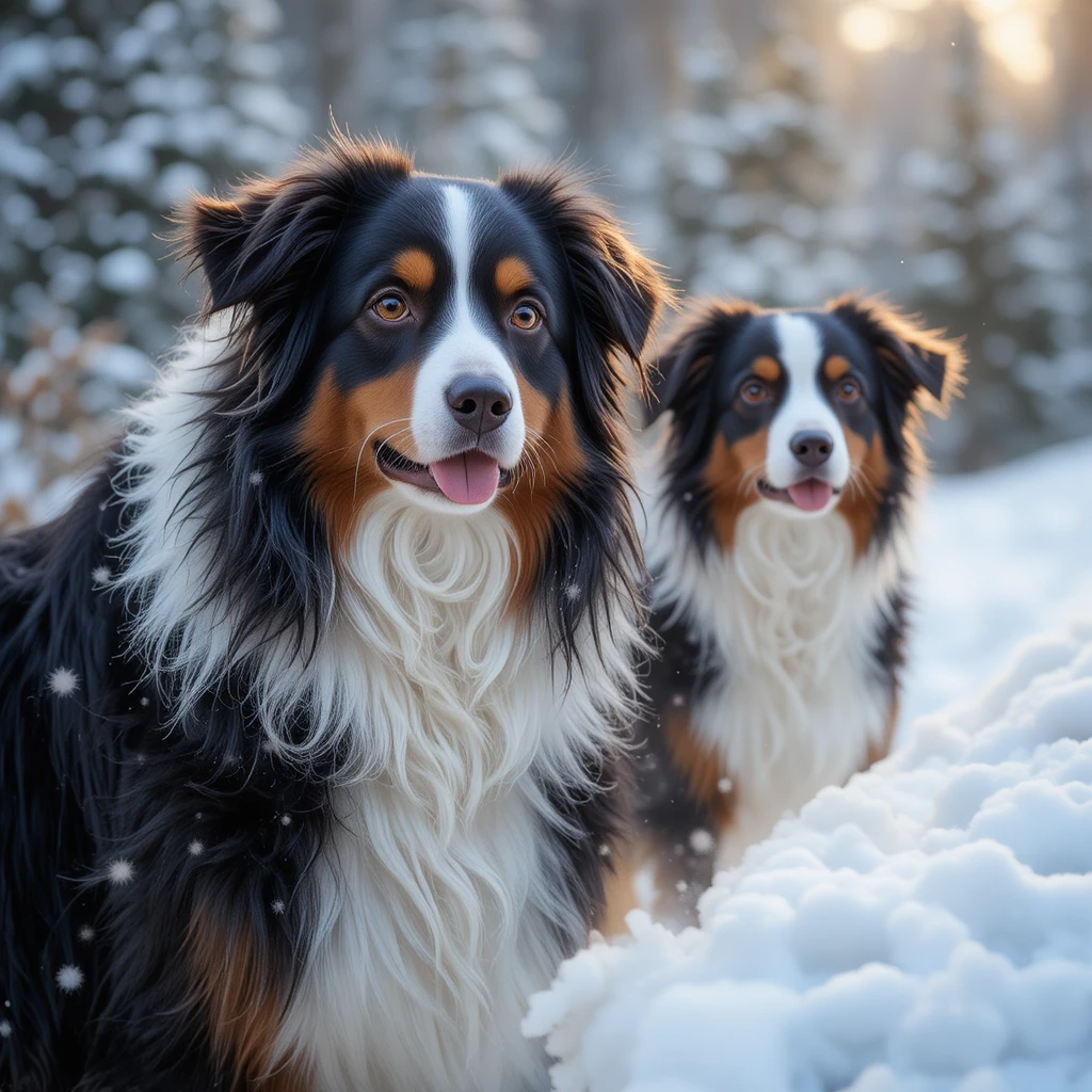 Australian Shepherds in Winter